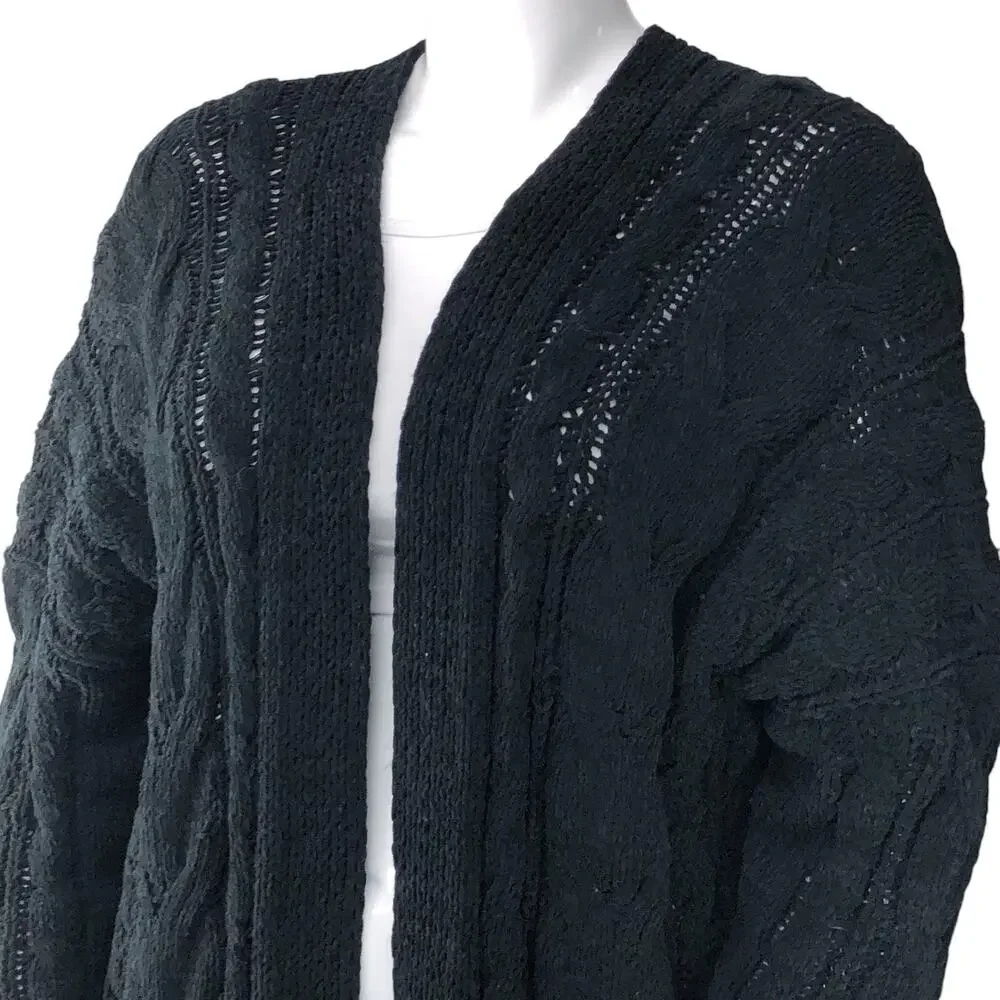 Loyd/Ford Womens Size M Sweater Chunky Knit Black Pure Rayon Sequins Pockets